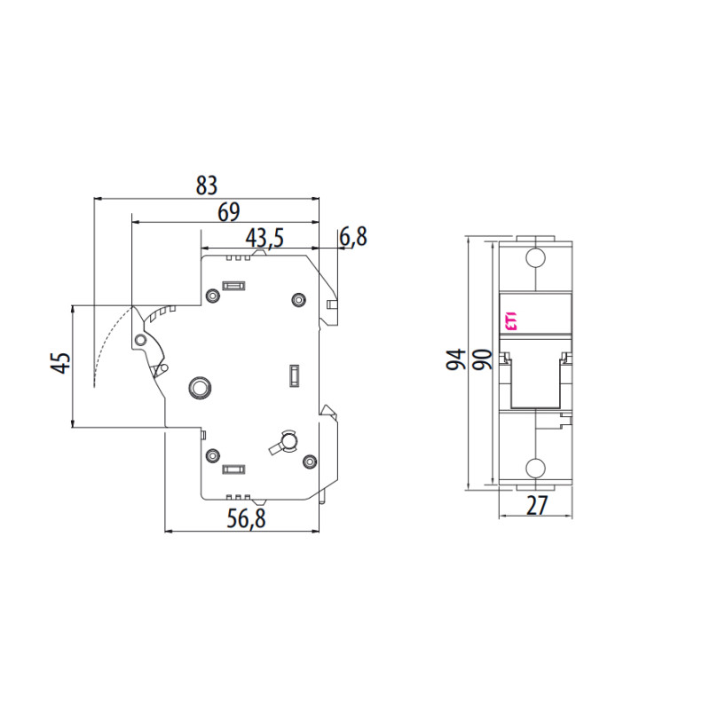 Держатель предохранителя 1P 50A 690В 14х51мм [2560001] EFD 14 ETI