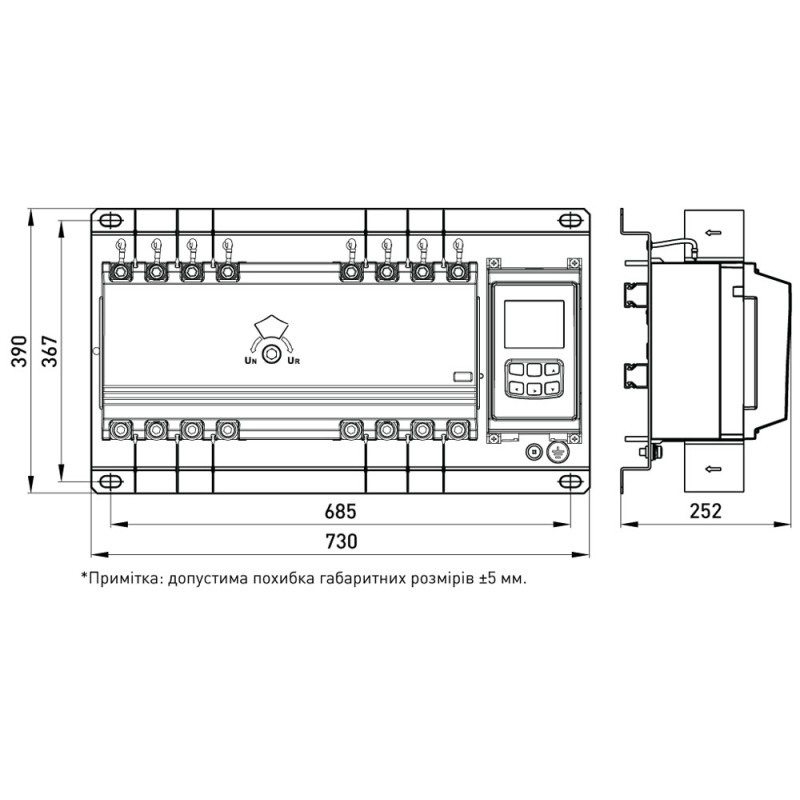 Автомат введення резерву (АВР) 3Р 1000A 65кА [i088022] E.NEXT e.industrial.ats.3.1000
