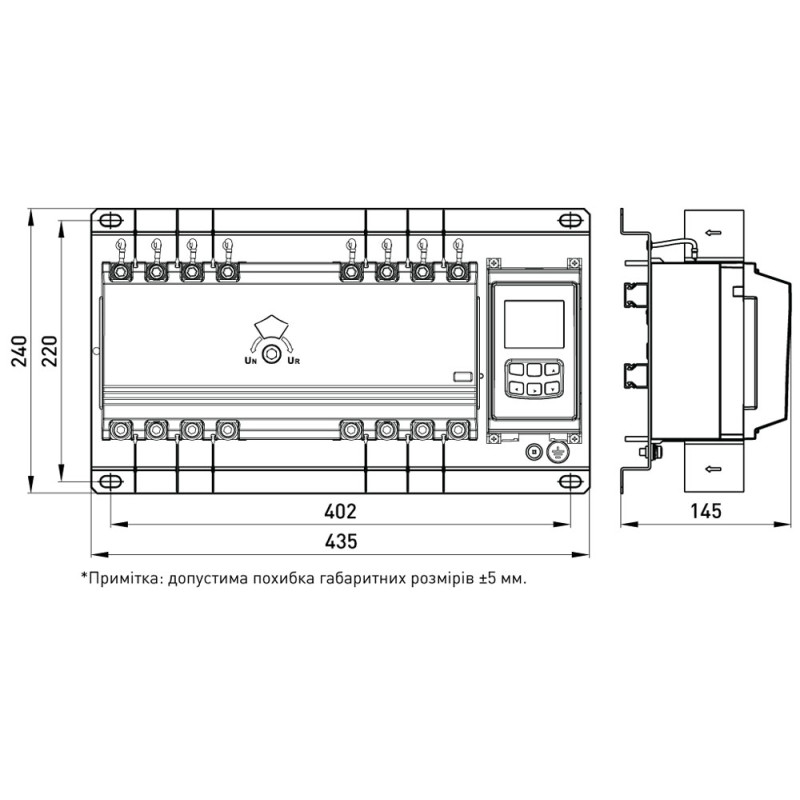 Автомат введення резерву (АВР) 3Р 160A 35кА [i088015] E.NEXT e.industrial.ats.3.160
