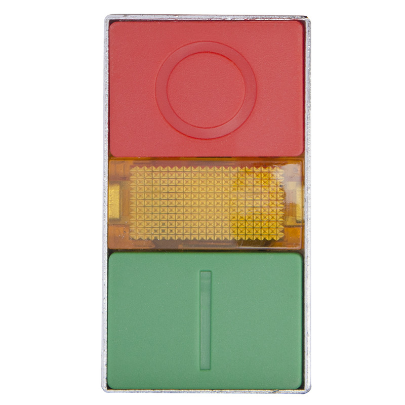 Кнопка Старт-Стоп "I-O" 1NO+1NC 22мм з підсвічуванням жовтий LED 220V [A0140010024] XB2-BW8375 АСКО