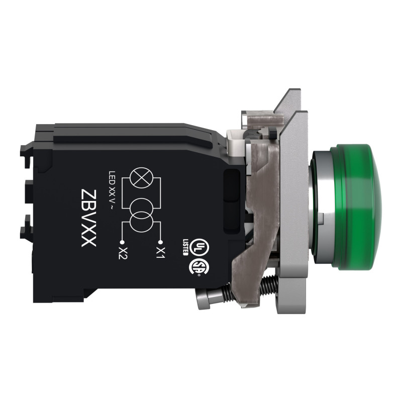 Лампа сигнальная 22мм 400V AC LED зеленый [XB4BV5B3] Harmony XB4 Schneider Electric