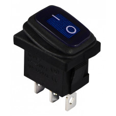 Переключатель 1 клавиша 1NO 19.2мм с подсветкой синий неон 220V IP65 [A0140040061] KCD1-2-101NW BL/B АСКО