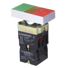 Кнопка Пуск-Стоп "I-O" 1NO+1NC 22мм с подсветкой желтый LED 220V [A0140010024] XB2-BW8375 АСКО