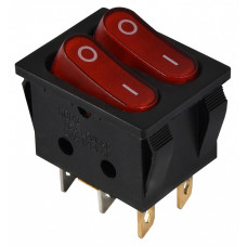 Переключатель 2 клавиши 2NO 29.4мм с подсветкой красный неон 220V [A0140040117] KCD2-5-2101N R/B АСКО