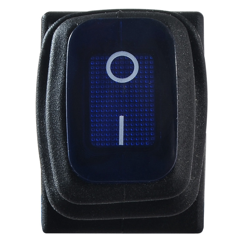 Перемикач 1 клавіша 1NO 19.2мм з підсвічуванням синій неон 220V IP65 [A0140040061] KCD1-2-101NW BL/B АСКО