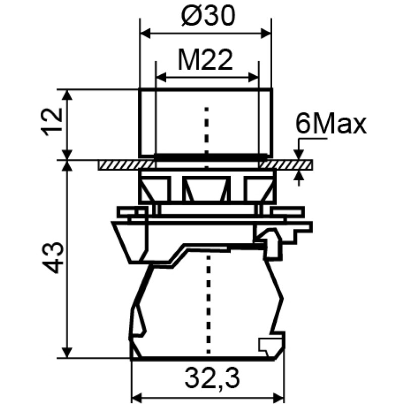 Кнопка управления 1NO+1NC 22мм с подсветкой красный LED 220V [A0140010174] TB5-AW34M5 АСКО