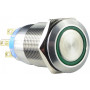Кнопка металлическая плоская 2NO+2NC 19мм с подсветкой зеленый LED 220V [A0140010116] TYJ 19-272 АСКО