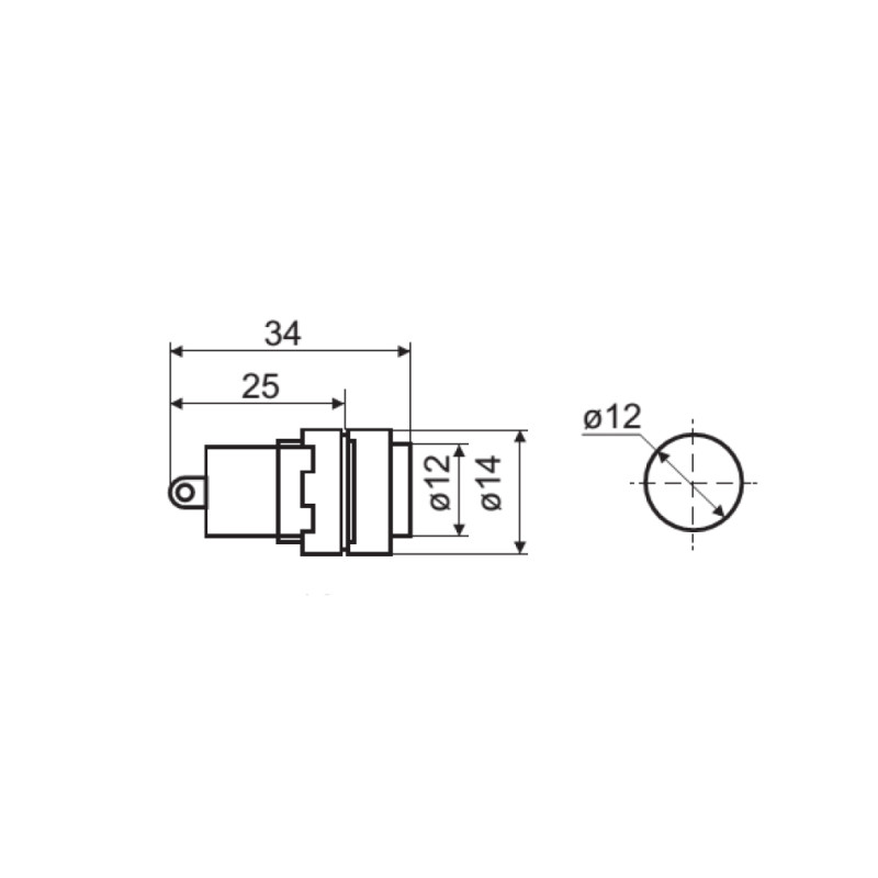 Лампа сигнальна 22мм червоний LED 220V АC [A0140030188] AD22E-12DS АСКО