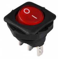 Переключатель 1 клавиша 1NO 26.5мм с подсветкой красный неон 220V [A0140040093] KCD1-7-101N R/B АСКО