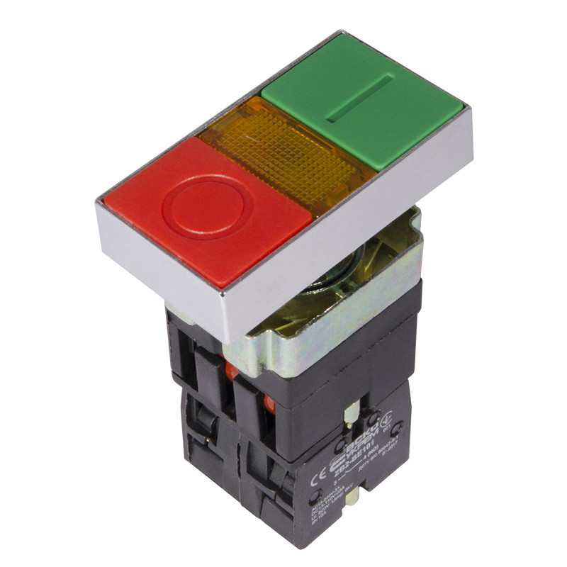 Кнопка Старт-Стоп "I-O" 1NO+1NC 22мм з підсвічуванням жовтий LED 220V [A0140010024] XB2-BW8375 АСКО
