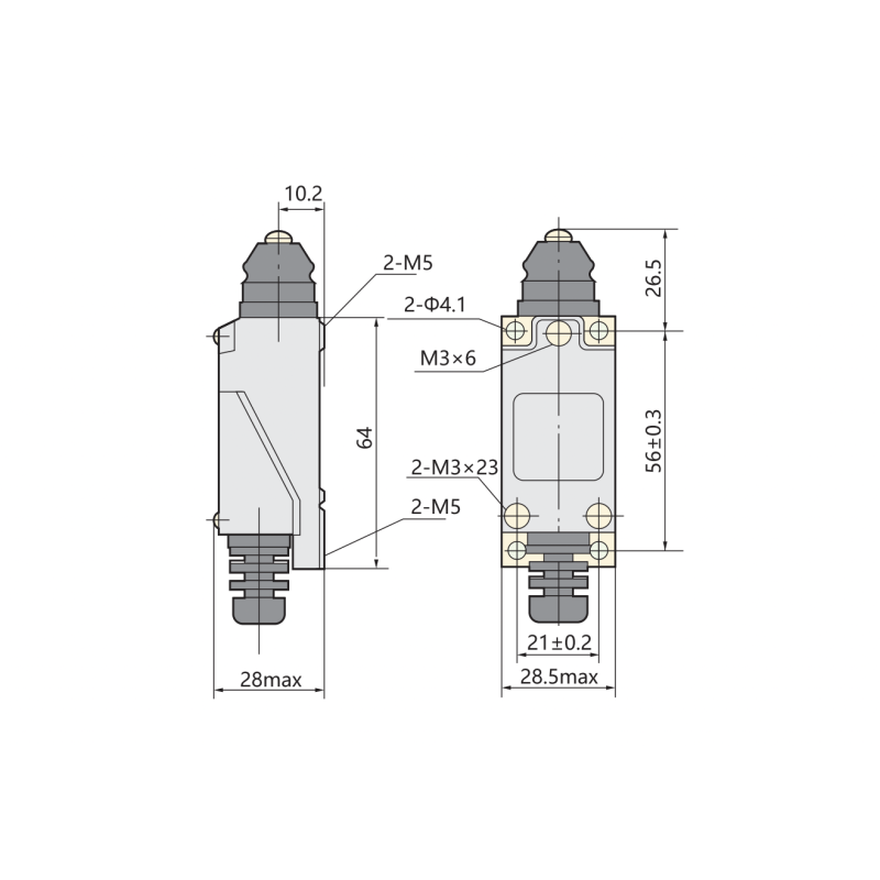 Выключатель концевой 1NO+1NC 5A 220V с плунжером прямого нажатия [443023] YBLX-ME/8111 CHINT