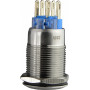 Кнопка металлическая плоская 2NO+2NC 19мм с подсветкой зеленый LED 220V [A0140010116] TYJ 19-272 АСКО