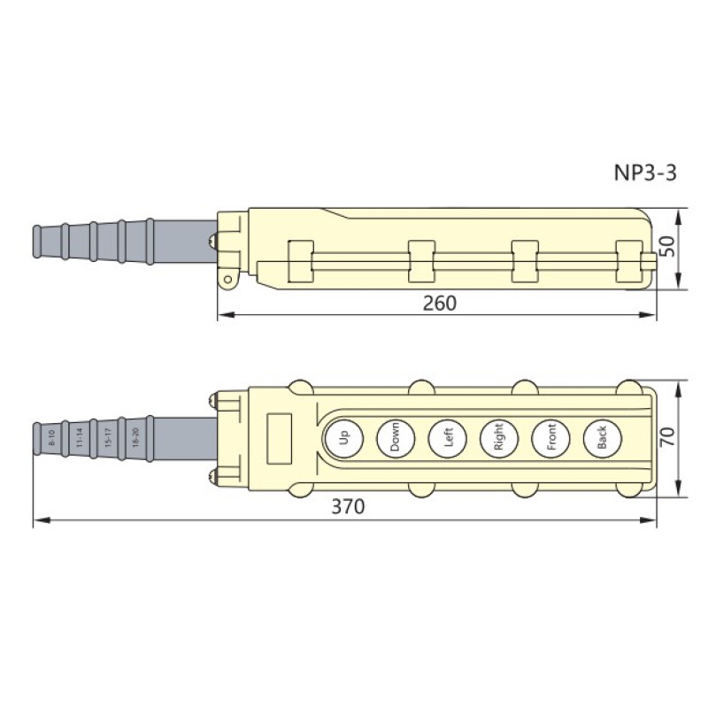 Тельферний пост 6-положень 6NO IP65 [586053] NP3-3 CHINT