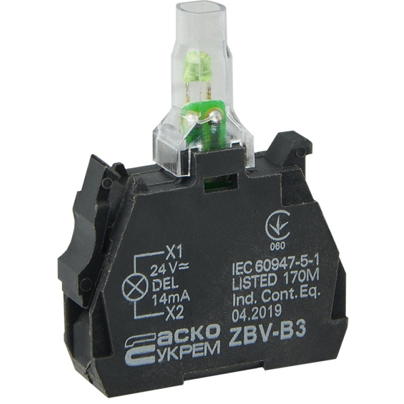 Модуль светодиодный 24V AC/DC LED зеленый для кнопок ТВ5 [A0140010210] ZBV-B3 АСКО