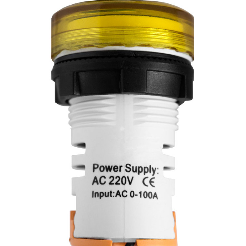 Лампа сигнальна з індикатором струму 22мм жовтий LED 220V AC 5-100А [s009038] e.ad22.am E.NEXT
