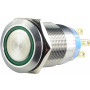 Кнопка металлическая плоская 2NO+2NC 19мм с подсветкой зеленый LED 220V [A0140010116] TYJ 19-272 АСКО