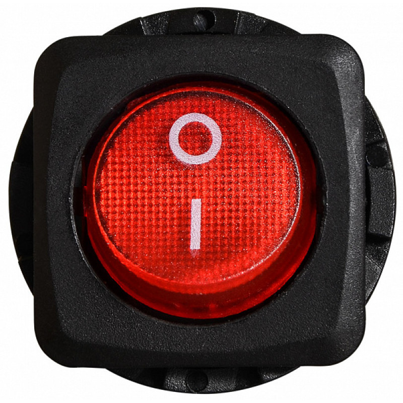 Переключатель 1 клавиша 1NO 26.5мм с подсветкой красный неон 220V [A0140040093] KCD1-7-101N R/B АСКО
