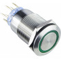 Кнопка металлическая плоская 2NO+2NC 19мм с подсветкой зеленый LED 220V [A0140010116] TYJ 19-272 АСКО