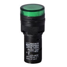 Лампа сигнальная 16мм зеленый LED 24V АC/DC [A0140030054] AD16-16DS АСКО