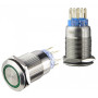 Кнопка металлическая плоская 2NO+2NC 19мм с подсветкой зеленый LED 220V [A0140010116] TYJ 19-272 АСКО