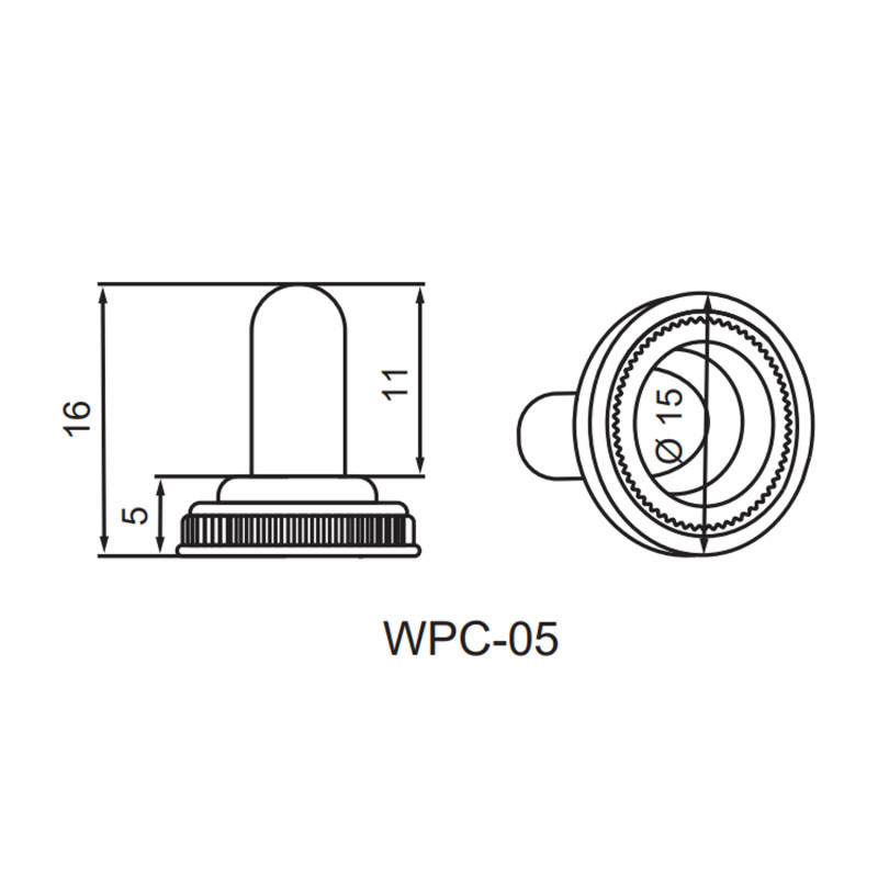 Колпачок защитный Ø15x16мм силикон для тумблеров MTS [A0140060019] WPC-05 АСКО