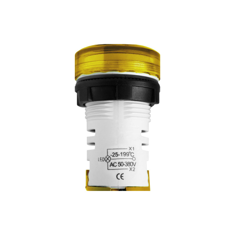 Лампа сигнальная с индикатором температуры 22мм зеленый LED 220V AC -25…+199°C [s009040] e.ad22.temp E.NEXT