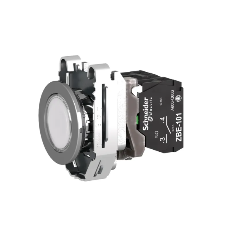 Кнопка управления 1NO+1NC 30мм с подсветкой белый LED 230V скрытый монтаж [XB4FW31M5] Harmony XB4 Schneider Electric