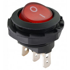Переключатель круглый 1 клавиша 1NO 26.5мм с подсветкой красный неон 220V [A0140040136] KCD1-7-101NY R/B АСКО