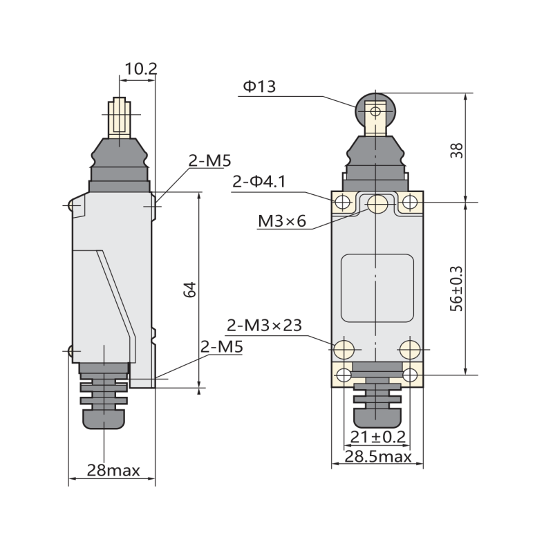 Выключатель концевой 1NO+1NC 5A 220V продольный ролик [443027] YBLX-ME/8112 CHINT