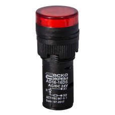 Лампа сигнальная 16мм красный LED 24V АC/DC [A0140030053] AD16-16DS АСКО