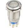 Кнопка металлическая плоская 2NO+2NC 19мм c подсветкой красный LED 12V [A0140010255] TYJ 19-272 АСКО