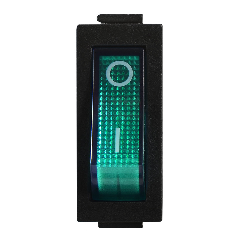 Переключатель 1 клавиша 1NO 28мм с подсветкой зеленый неон 220V [A0140040028] KCD3-101N GR/B АСКО