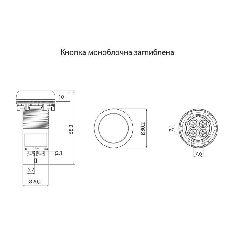 Кнопка управления 1NO+1NC 22мм без подсветки зеленая [4771471] ECF-11-G ETI