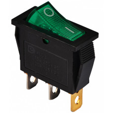 Переключатель 1 клавиша 1NO 28мм с подсветкой зеленый неон 220V [A0140040028] KCD3-101N GR/B АСКО