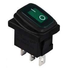 Переключатель 1 клавиша 1NO 19.2мм с подсветкой зеленый неон 220V IP65 [A0140040059] KCD1-2-101NW GR/B АСКО