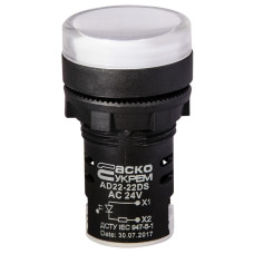 Лампа сигнальная 22мм белый LED 24V АC/DC [A0140030037] AD22-22DS АСКО