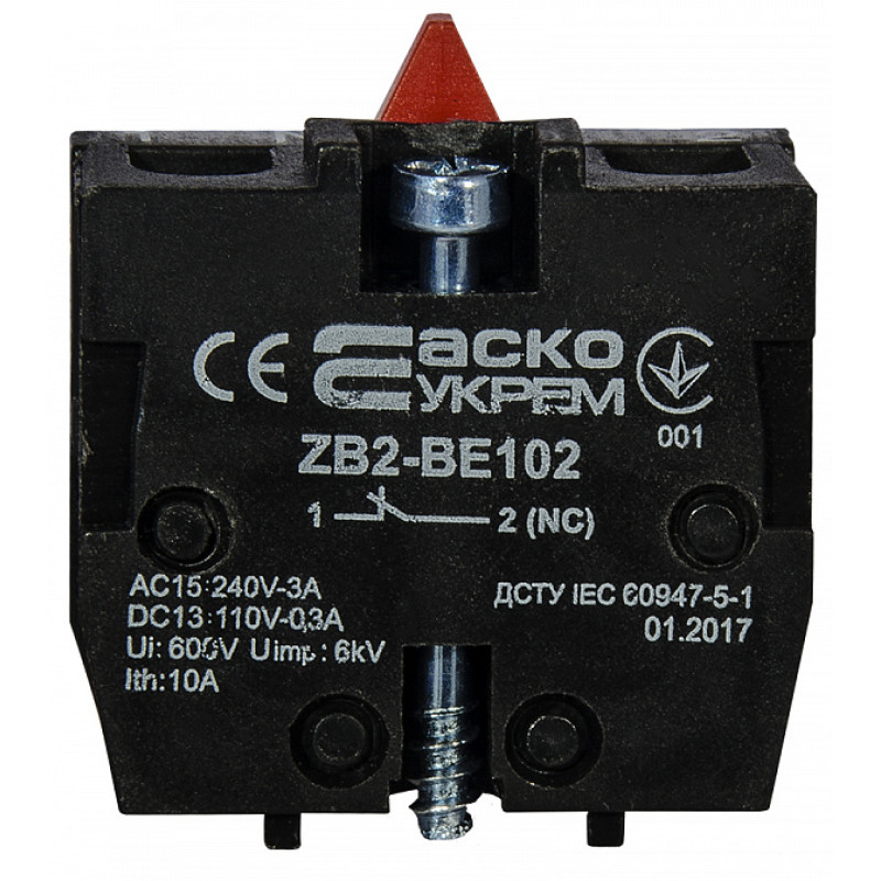 Контактний блок 1NC 3A 240V AC/DC для постів керування XAL-B [A0140010028] ZB2-BE102 АСКО
