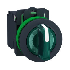 Переключатель "I-O-II" 1NO+1NC 30мм с подсветкой зеленый LED 230V 3 положения с фиксацие, скрытый монтаж [XB5FK133M5] Harmony XB5 Schneider Electric