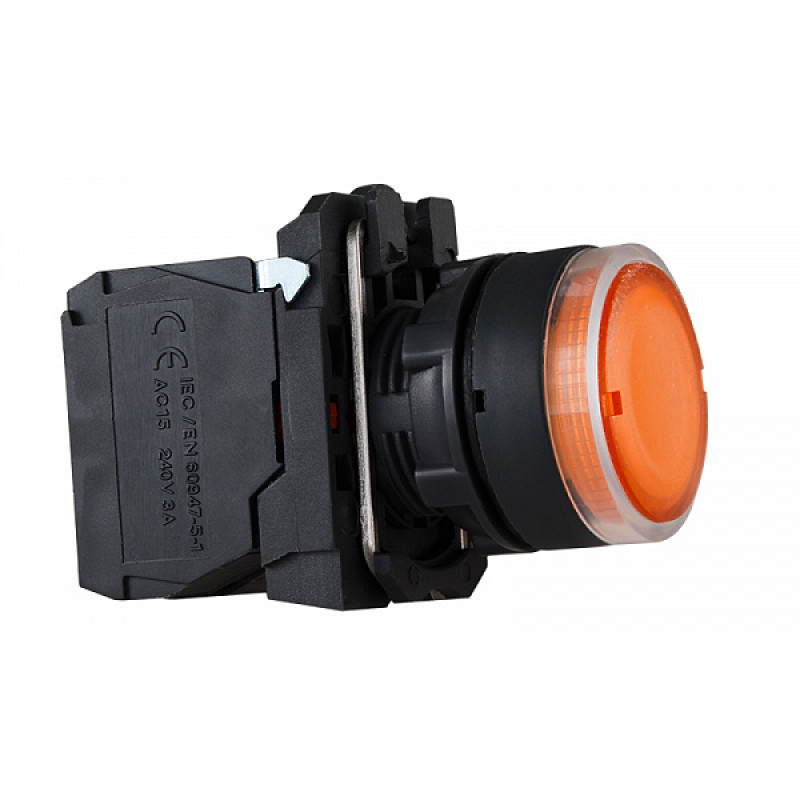 Кнопка управления 1NO+1NC 22мм с подсветкой желтый LED 220V [A0140010175] TB5-AW35M5 АСКО