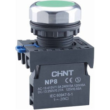 Кнопка управления 1NO 22мм без подсветки зеленая IP65 [667232] NP8-10BN/3 CHINT