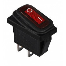 Переключатель 1 клавиша 1NO 28мм с подсветкой красный неон 220V IP54 [A0140040033] KCD3-101W R/B АСКО