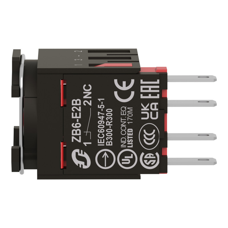 Корпус кнопки з контактом 1NC 1,5A 240V AC/DC фастон [ZB6Z2B] Harmony XB6 Schneider Electric