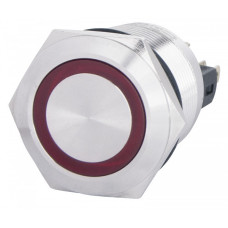Кнопка металлическая плоская 1NO+1NC 22мм с подсветкой красный LED 220V с фиксацией [A0140010136] TYJ 22-371 АСКО