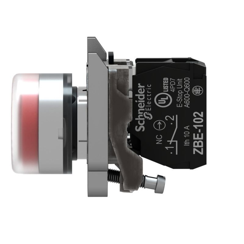 Кнопка управления 1NC 22мм без подсветки красная с колпачком [XB4BP42EX] Harmony XB4 Schneider Electric
