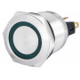 Кнопка металлическая плоская 1NO+1NC 22мм с подсветкой зеленый LED 220V с фиксацией [A0140010135] TYJ 22-371 АСКО