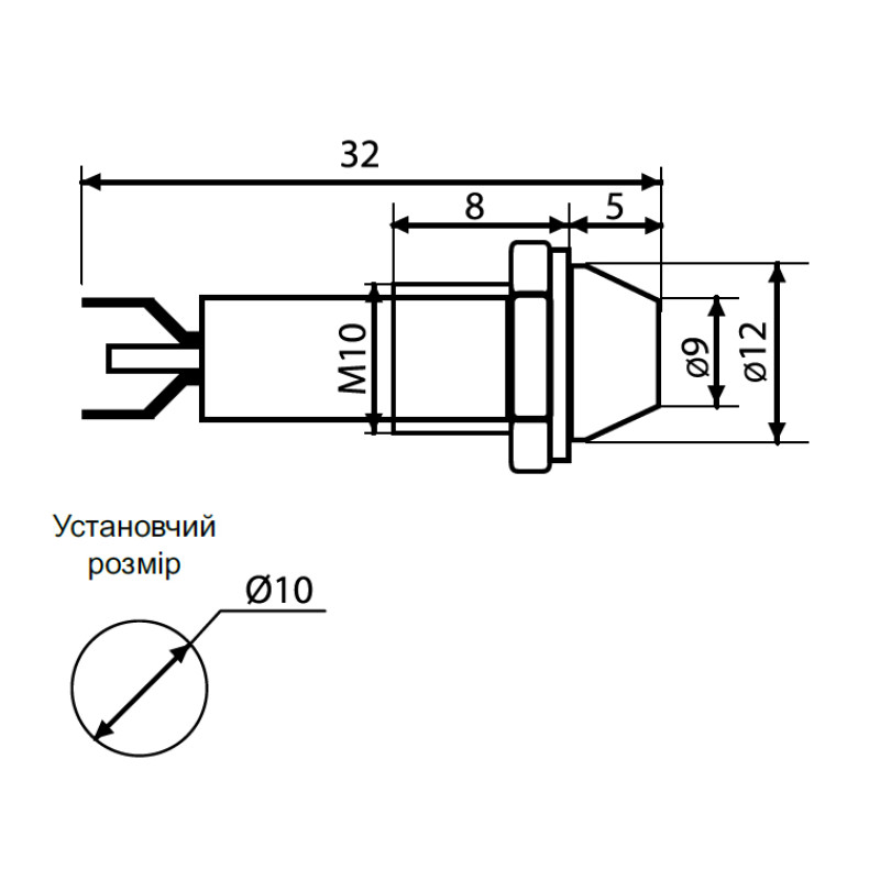 Лампа сигнальная 10мм желтый LED 24V AC/DC металл [A0140030118] AD22C-10 АСКО