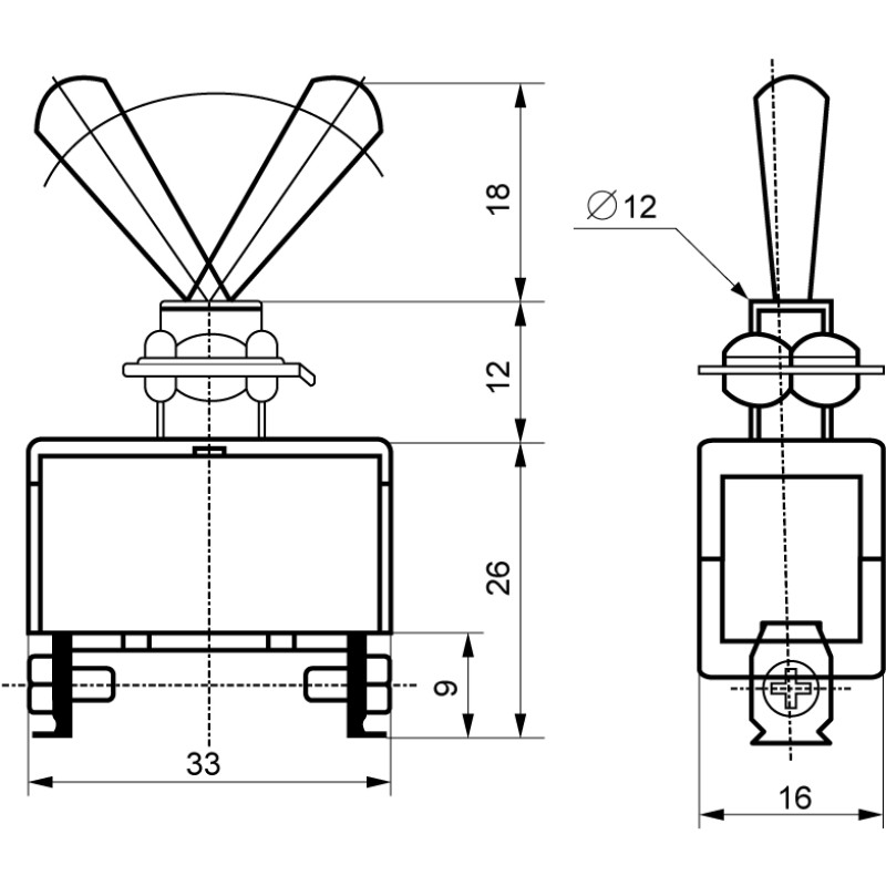 Тумблер "ON-OFF" 2NO 10А 250V 2 положения 2 контакта [A0140060001] 1021 АСКО