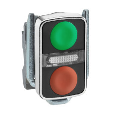 Кнопка управления "I-O" 22мм с подсветкой LED зеленая-красная металл [ZB4BW7A3740] Harmony XB4 Schneider Electric