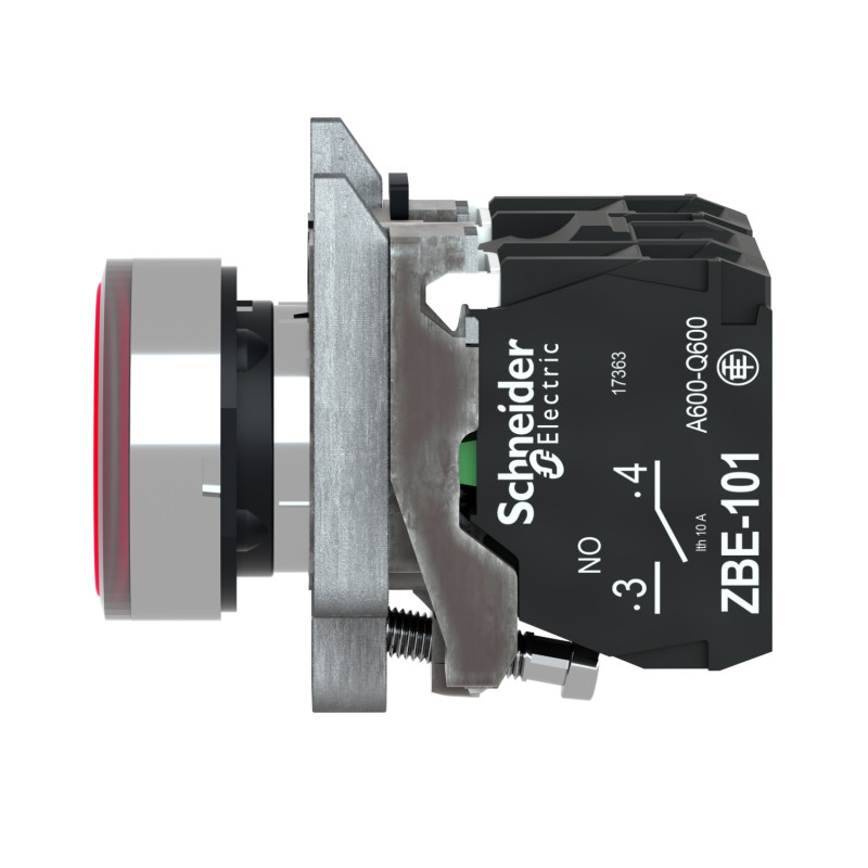 Кнопка управления 1NO+1NC 22мм с подсветкой LED красный 48-120V с возвращением [XB4BW34G5] Harmony XB4 Schneider Electric