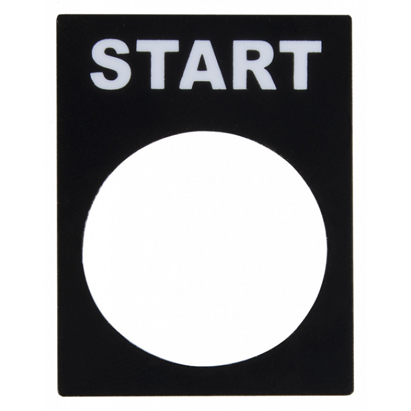 Табличка маркувальна установочний Ø22мм "START" чорна для кнопок XB2 [A0140010068] АСКО